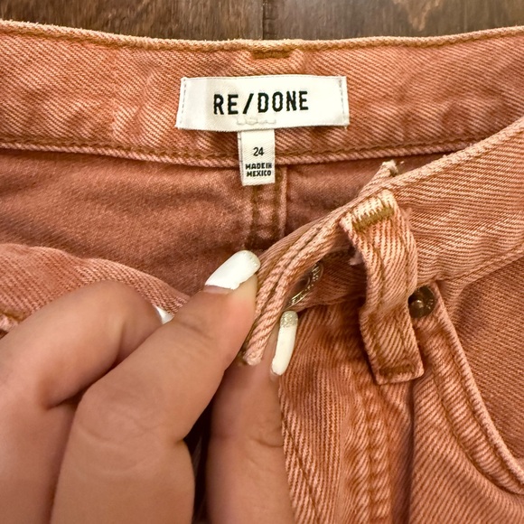 RE/DONE 70s High Rise Stove Pipe Straight Leg Jeans Red Burnt Orange size 24 - Picture 5 of 15